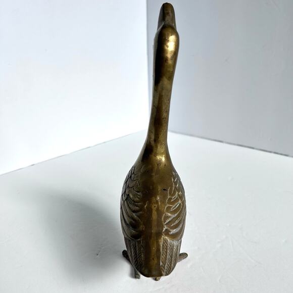 Brass Goose MCM Letter Holder 8.5" Duck Foul Paperweight Gold Patina - Picture 5 of 7